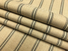 Load image into Gallery viewer, 1 3/4 Yd Designer Nautical Beige Grey Linen Stripe Upholstery Fabric