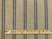 Load image into Gallery viewer, 1 3/4 Yd Designer Nautical Beige Grey Linen Stripe Upholstery Fabric
