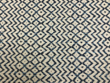 Load image into Gallery viewer, Sanderson Cheslyn Indigo Water &amp; Stain Resistant Navy Blue Ivory Ethnic Geometric Upholstery Fabric