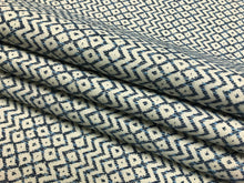 Load image into Gallery viewer, Sanderson Cheslyn Indigo Water &amp; Stain Resistant Navy Blue Ivory Ethnic Geometric Upholstery Fabric
