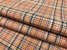 Load image into Gallery viewer, Water &amp; Stain Resistant Forest Green Orange Red Ivory Plaid Upholstery Drapery Fabric