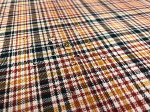 Water & Stain Resistant Forest Green Orange Red Ivory Plaid Upholstery Drapery Fabric