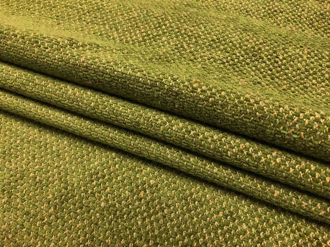 Designer Olive Green Mustard Gold Tweed Chenille Upholstery Fabric