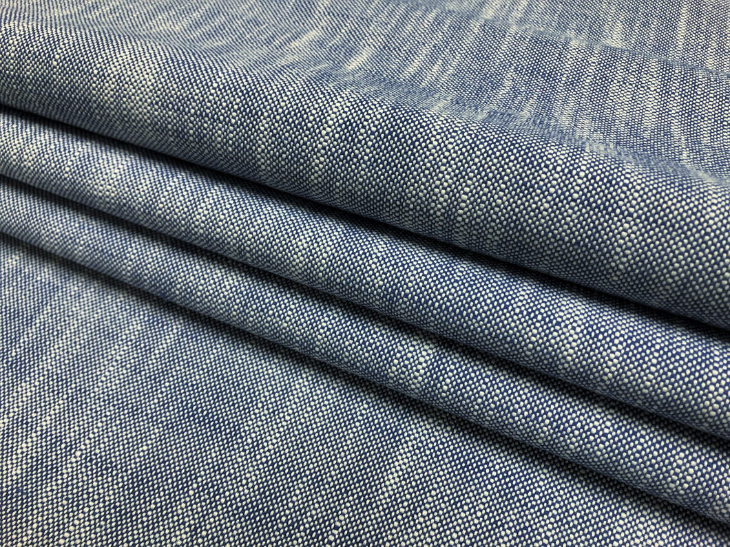 Designer Water & Stain Resistant Royal Blue White MCM Mid Century Modern Tweed Upholstery Fabric
