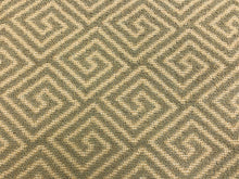 Load image into Gallery viewer, Designer Water &amp; Stain Resistant Beige Sage Green Greek Key Geometric Upholstery Fabric
