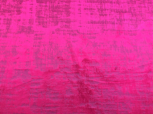 Hot Pink Distressed Abstract Velvet Upholstery Drapery Fabric