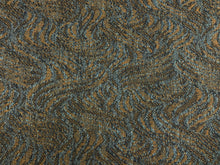 Load image into Gallery viewer, Designer Navy Blue Denim Rusty Brown Abstract Upholstery Drapery Fabric