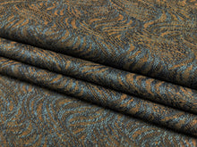 Load image into Gallery viewer, Designer Navy Blue Denim Rusty Brown Abstract Upholstery Drapery Fabric
