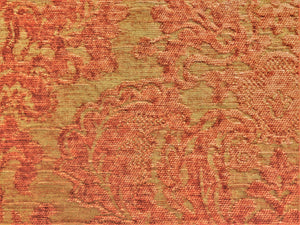 Lee Jofa Claremont Floral Damask Rose Beige Coral Chenille Upholstery Fabric / Ginger