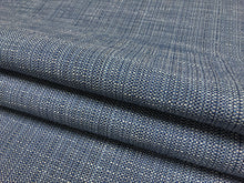 Load image into Gallery viewer, 1 1/3 Yd Designer Water &amp; Stain Resistant Navy Blue Grey MCM Mid Century Modern Tweed Upholstery Fabric