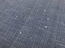 Load image into Gallery viewer, 1 1/3 Yd Designer Water &amp; Stain Resistant Navy Blue Grey MCM Mid Century Modern Tweed Upholstery Fabric