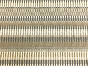 Designer Grey Beige Cream Woven Geometric Stripe Upholstery Fabric