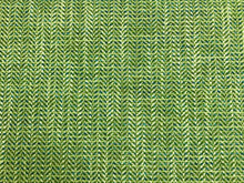 Load image into Gallery viewer, Designer Water &amp; Stain Resistant Lime Green Blue Beige MCM Mid Century Modern Herringbone Upholstery Fabric