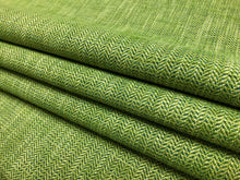 Load image into Gallery viewer, Designer Water &amp; Stain Resistant Lime Green Blue Beige MCM Mid Century Modern Herringbone Upholstery Fabric