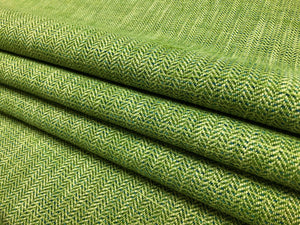 Designer Water & Stain Resistant Lime Green Blue Beige MCM Mid Century Modern Herringbone Upholstery Fabric