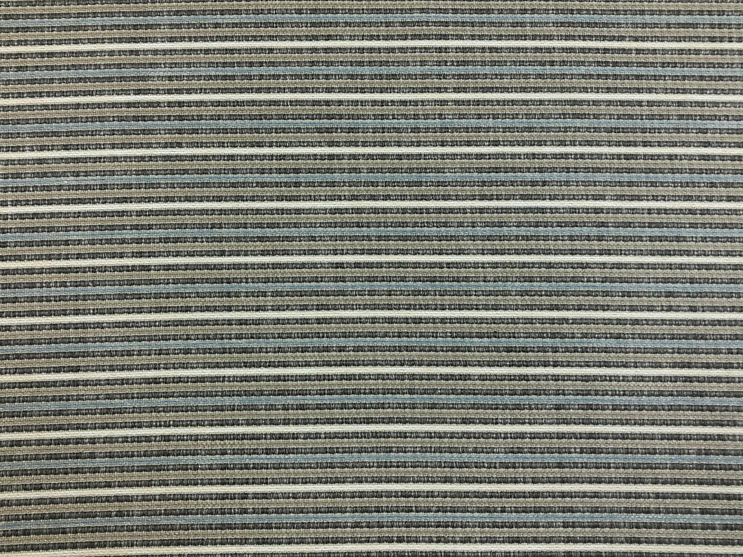 1 1/2 Yd Designer Grey Blue Taupe Cream Stripe Upholstery Fabric