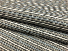 Load image into Gallery viewer, 1 1/2 Yd Designer Grey Blue Taupe Cream Stripe Upholstery Fabric