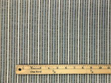 Load image into Gallery viewer, 1 1/2 Yd Designer Grey Blue Taupe Cream Stripe Upholstery Fabric