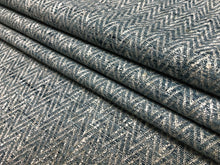 Load image into Gallery viewer, 1 1/3 Yd Designer French Navy Blue Grey MCM Mid Century Modern Chevron Upholstery Drapery Fabric
