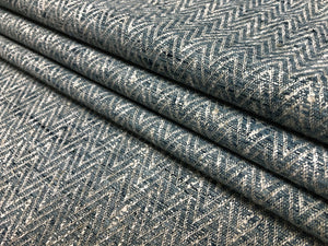 1 1/3 Yd Designer French Navy Blue Grey MCM Mid Century Modern Chevron Upholstery Drapery Fabric