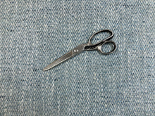 Load image into Gallery viewer, 1 1/3 Yd Designer French Navy Blue Grey MCM Mid Century Modern Chevron Upholstery Drapery Fabric