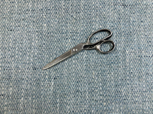 1 1/3 Yd Designer French Navy Blue Grey MCM Mid Century Modern Chevron Upholstery Drapery Fabric