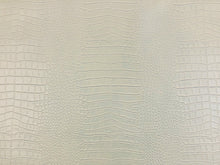 Load image into Gallery viewer, Designer Cream Grey Alligator Reptile Vegan Faux Leather Upholstery Vinyl