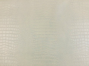Designer Cream Grey Alligator Reptile Vegan Faux Leather Upholstery Vinyl