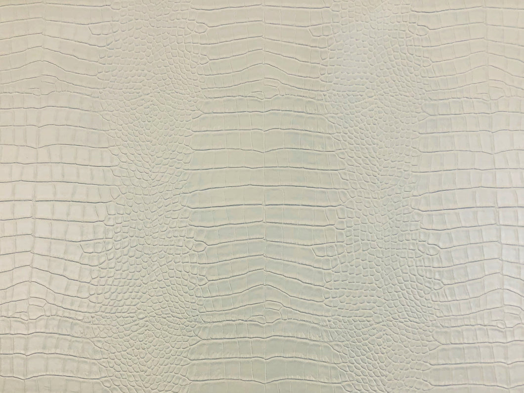 Designer Cream Grey Alligator Reptile Vegan Faux Leather Upholstery Vinyl