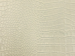 Designer Cream Grey Alligator Reptile Vegan Faux Leather Upholstery Vinyl