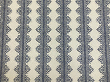 Load image into Gallery viewer, Designer Grey Blue White Ethnic Stripe Upholstery Fabric