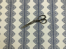 Load image into Gallery viewer, Designer Grey Blue White Ethnic Stripe Upholstery Fabric