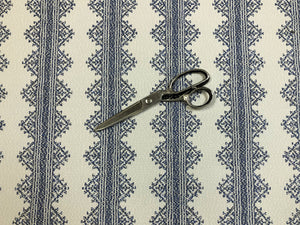 Designer Grey Blue White Ethnic Stripe Upholstery Fabric