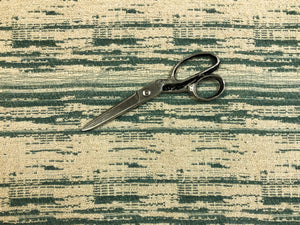 Designer Reversible Teal Beige Abstract Boucle Upholstery Fabric