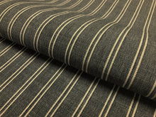 Load image into Gallery viewer, 1 1/2 Yd Perennials Ascot Stripe Charcoal Grey Black Nautical Outdoor Upholstery Fabric