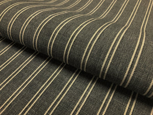 1 1/2 Yd Perennials Ascot Stripe Charcoal Grey Black Nautical Outdoor Upholstery Fabric