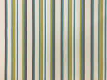 Load image into Gallery viewer, 1 3/4 Yd Designer Water &amp; Stain Resistant Green Blue Teal Brown Beige Stripe Upholstery Fabric