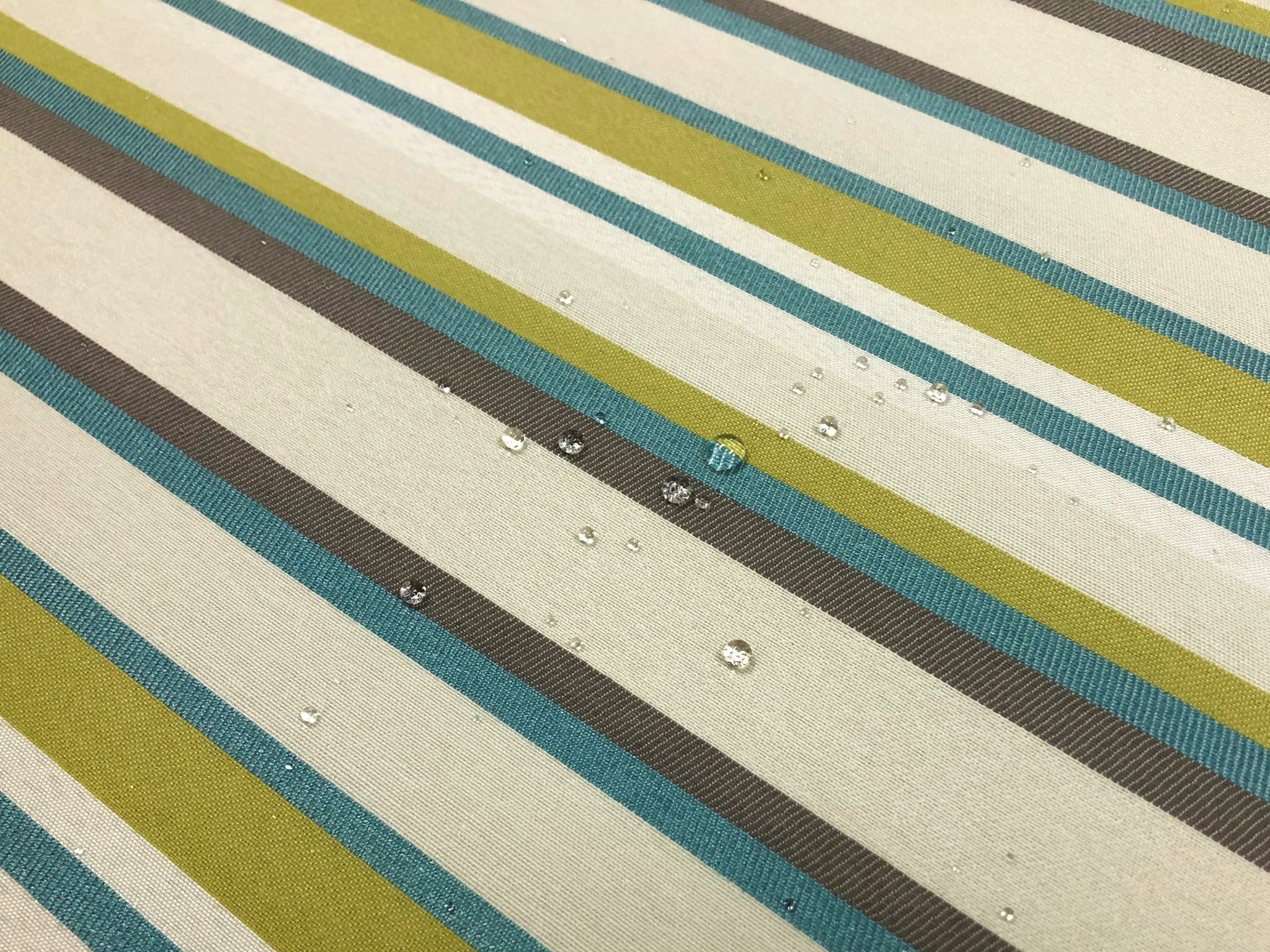 1 3/4 Yd Designer store Water & Stain Resistant Green Blue Teal Brown Beige Stripe Upholstery Fabric WHS813