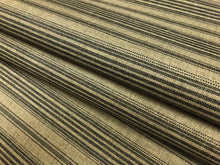 Load image into Gallery viewer, Reversible Designer Taupe Black Nautical Stripe Upholstery Fabric