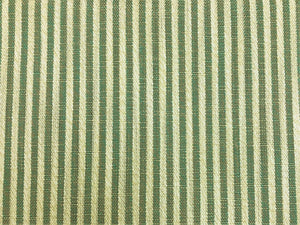 Designer Water & Stain Resistant Ivory Green Seafoam Ticking Stripe Upholstery Drapery Fabric