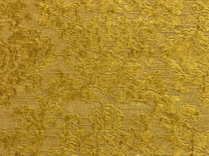Lee Jofa Mustard Gold Floral Chenille Damask Upholstery Fabric / Gilt