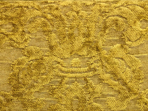 Lee Jofa Mustard Gold Floral Chenille Damask Upholstery Fabric / Gilt