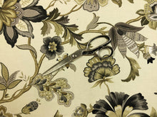 Load image into Gallery viewer, Ivory Green Charcoal Grey Floral Jacobean Upholstery Drapery Fabric