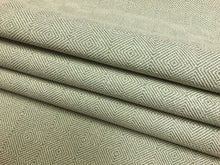 Load image into Gallery viewer, Designer Cream Seafoam Green Geometric Diamond Upholstery Fabric