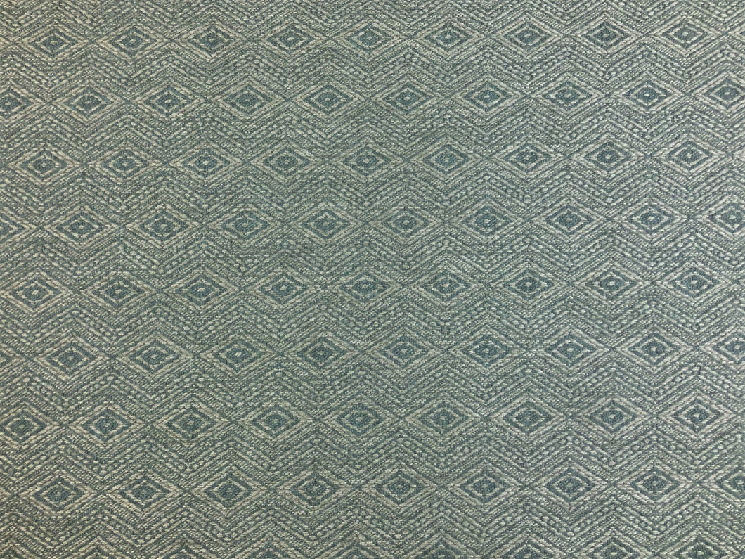 Designer Wool Linen Viscose Grey Blue Geometric Ethnic Upholstery Fabric
