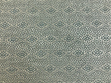 Load image into Gallery viewer, Designer Wool Linen Viscose Grey Blue Geometric Ethnic Upholstery Fabric