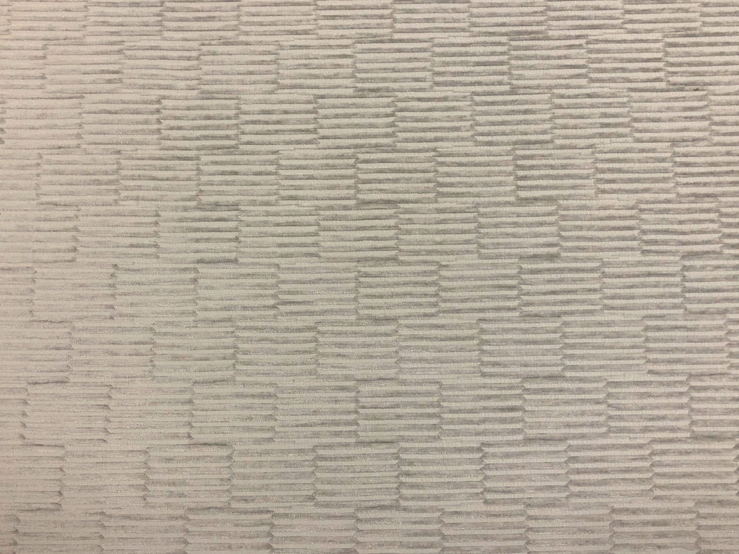 Water & Stain Resistant Silver Grey MCM Mid Century Modern Geometric Abstract Chenille Upholstery Fabric