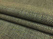 Load image into Gallery viewer, 1 3/4 Yd Kravet Charcoal Grey Navy Beige Herringbone Tweed Upholstery Fabric