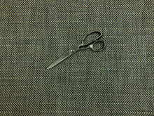 Load image into Gallery viewer, 1 3/4 Yd Kravet Charcoal Grey Navy Beige Herringbone Tweed Upholstery Fabric