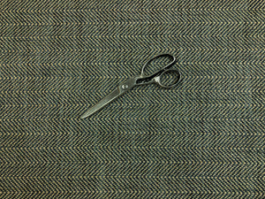 1 3/4 Yd Kravet Charcoal Grey Navy Beige Herringbone Tweed Upholstery Fabric